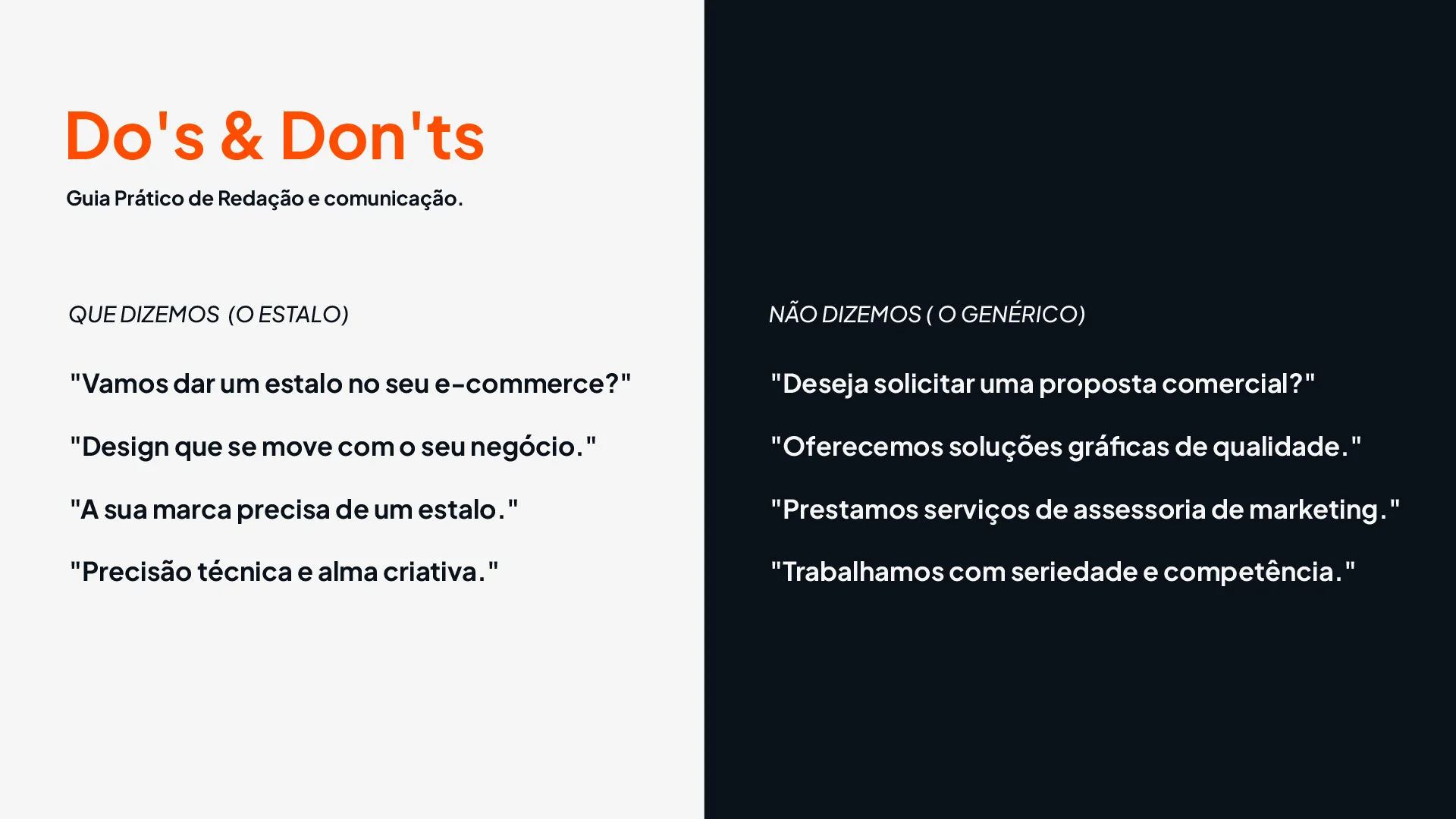 Dos e Don'ts